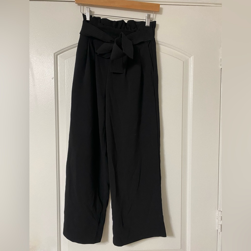 Madewell Black Wide Leg Pants with Tie Belt
